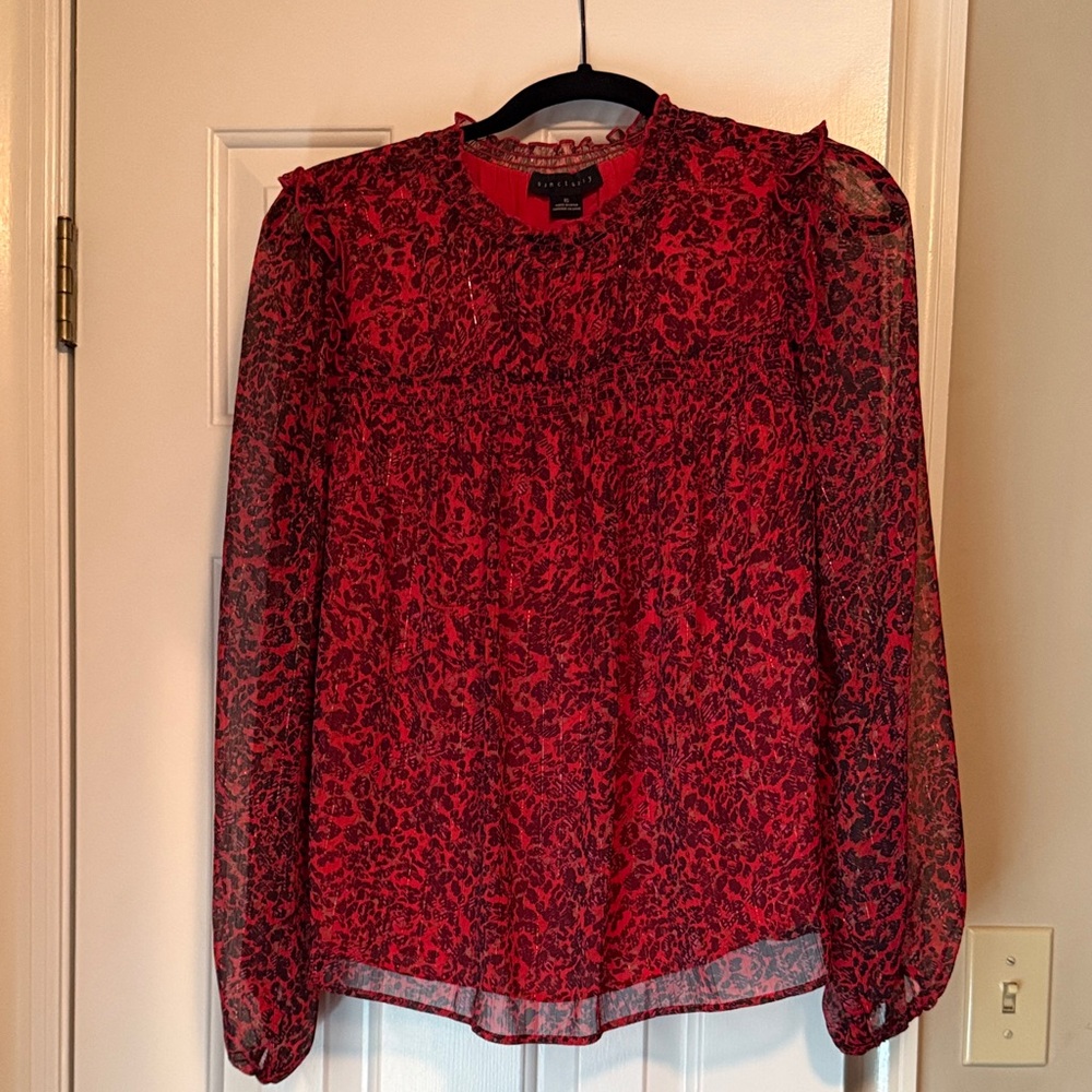 Sanctuary Red and Black Sheer Blouse